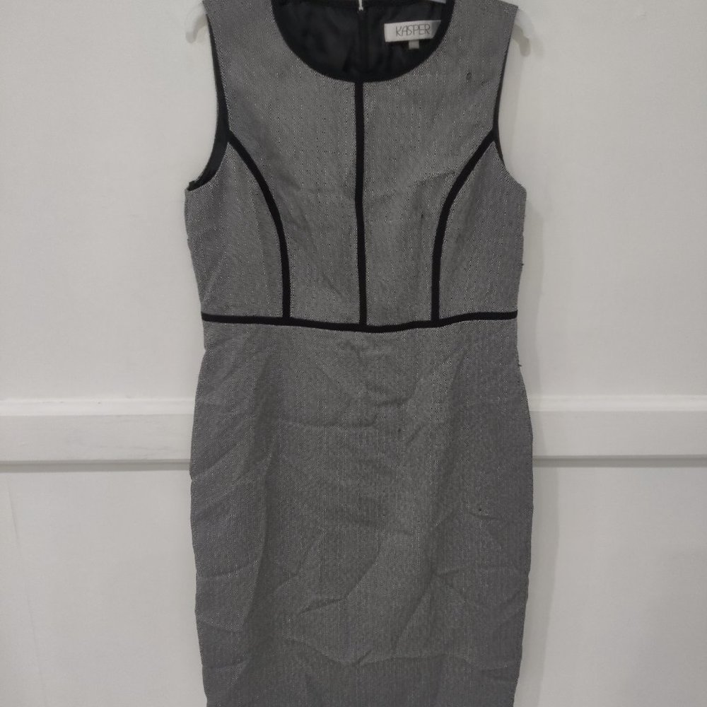DEFECT Kasper Women's Sleeveless Office Dress Gray Size 10 $80 2A022